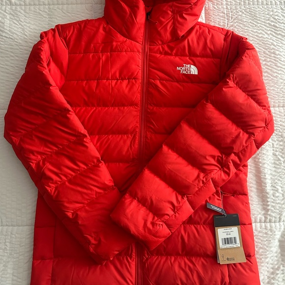 New North Face Aconcagua 3 Hoodie Jacket Down Insulated Red Winter Coat Mens - Picture 4 of 5